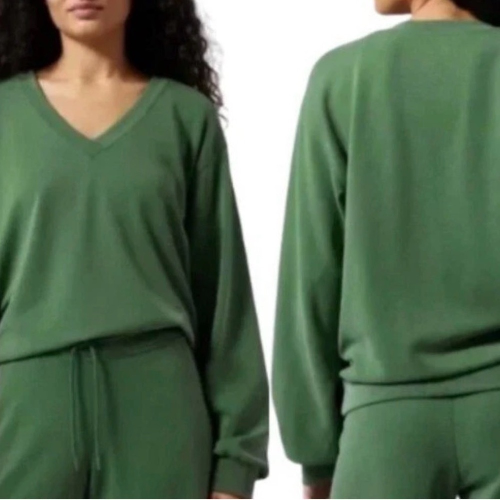Athleta Olive V-Neck Sweater